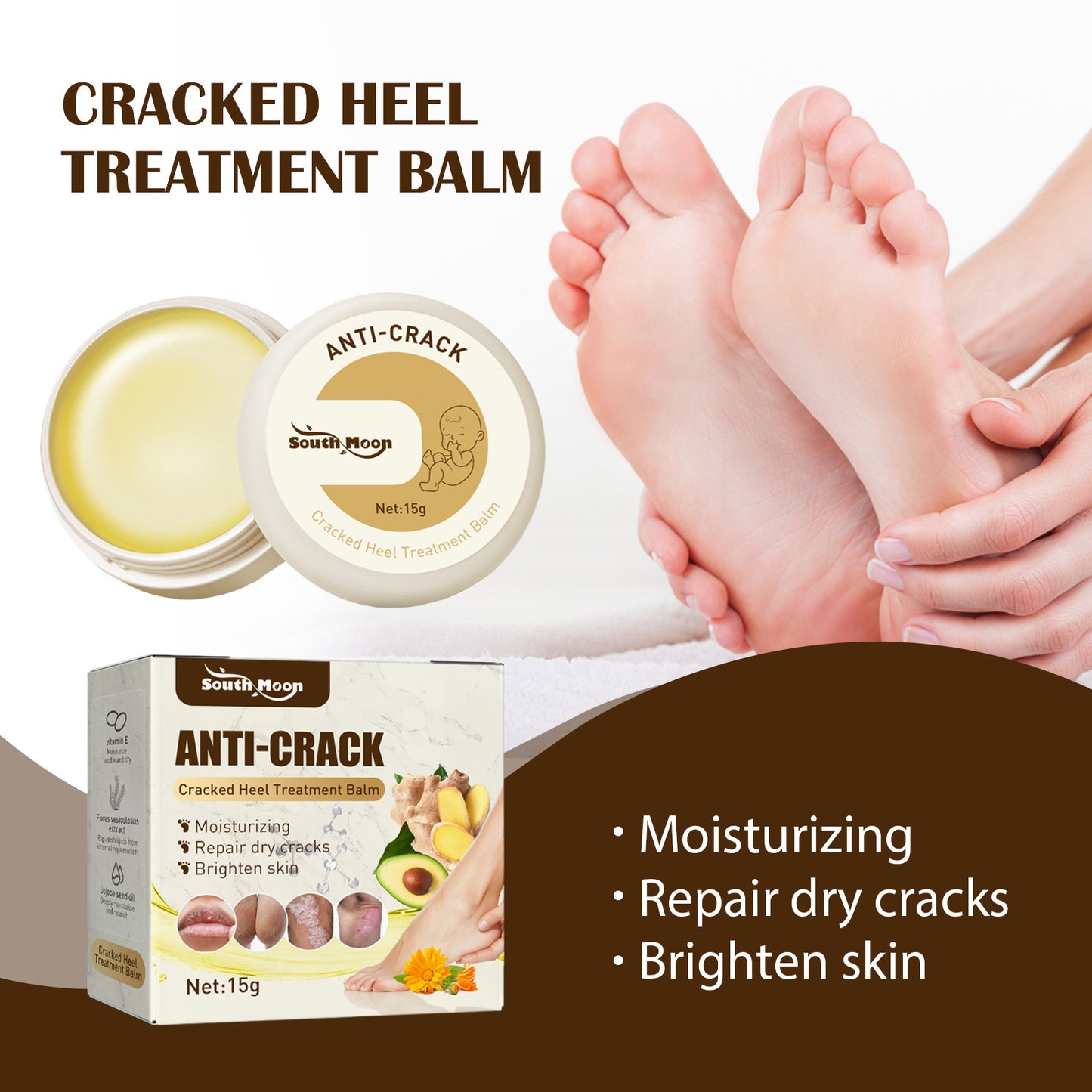 South Moon Cracked Heel Care Cream, Repair Foot Anti-Cracking, Peeling And Chapping Moisturizing Foot Cream