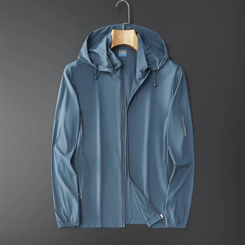 Summer Lightweight Ice Silk Men's Sun Protection Jacket, Ultra-Thin Breathable Quick-Dry Outdoor Hooded Fishing Big Size Sun Shield Coat