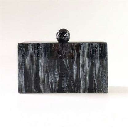 New Round Head Marble Grain Acrylic Dinner Bag Fashion Black Versatile Handbag Cross Body Box Bag