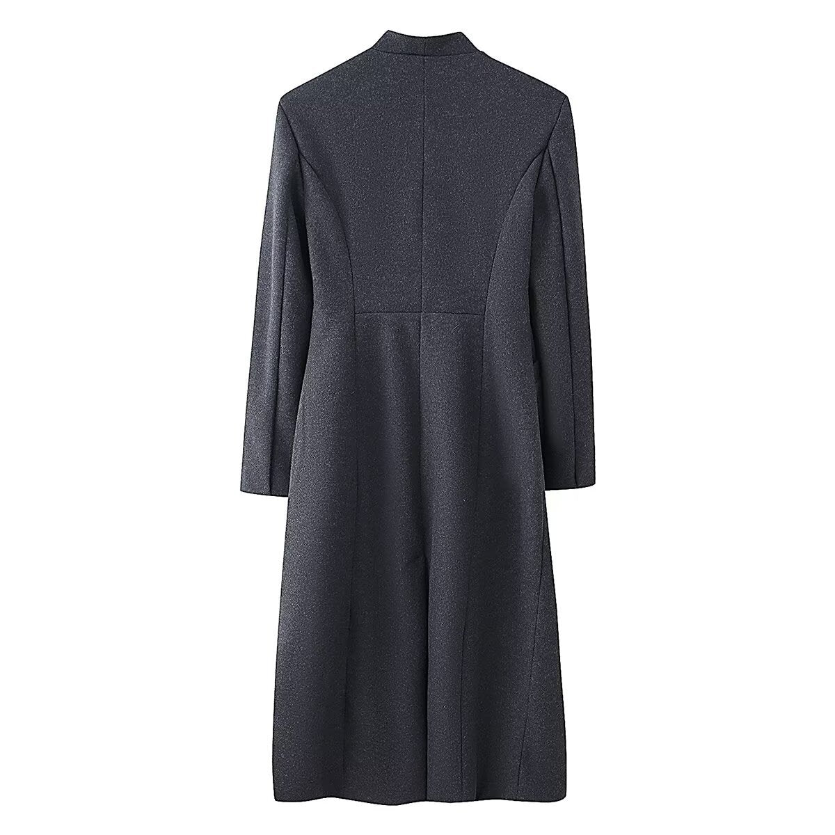 Commuting style elegant one button mixed color woolen coat