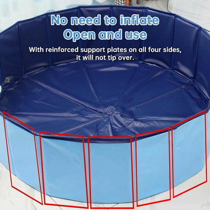 Portable Dog Swimming Pool – Foldable Pet Bathing Tub with Drain, Outdoor Puppy Pool for Summer Water Fun & Cleaning