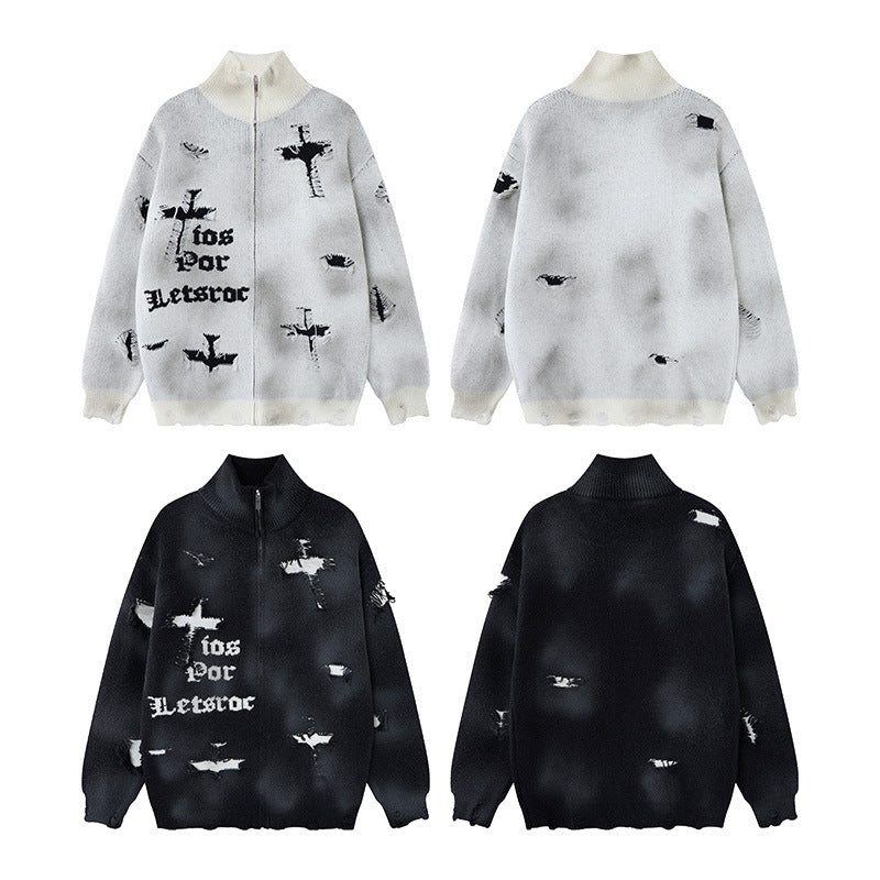 Gradient tie dye cross coat