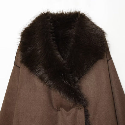 Artificial fur double-sided coat jacket