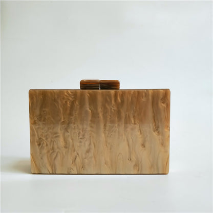 Leaf Vein Acrylic Dinner Bag Geometric Stitching Clutch Women's Dress Small Square Bag Crossbody Hard Box Bag