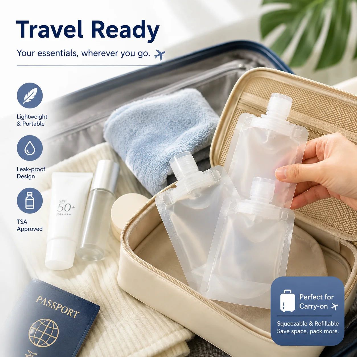 SqueezeMate™ Travel Pouches ✈️🧴 — Leak-Free Packing Made Easy