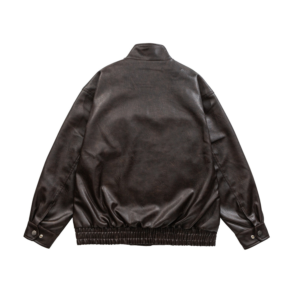 Stand-up Collar PU Leather Jacket Windproof Cool Style Versatile Motorcycle Coat