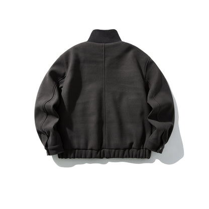 Stand Collar Wool Blend Coat Men's Versatile Cuffed Commuter Jacket