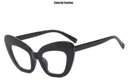 Anti-blue light large frame cat eye flat mirror