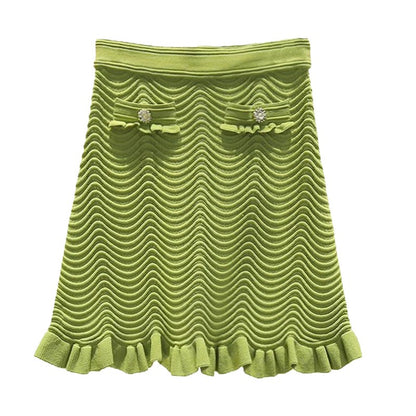 Sleeveless crop top + A-line skirt ear-hemmed single-breasted suit