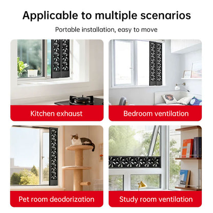No-Drill Telescopic Window Exhaust Fan, Portable Non-Hole Window Ventilator for Home, European Standard