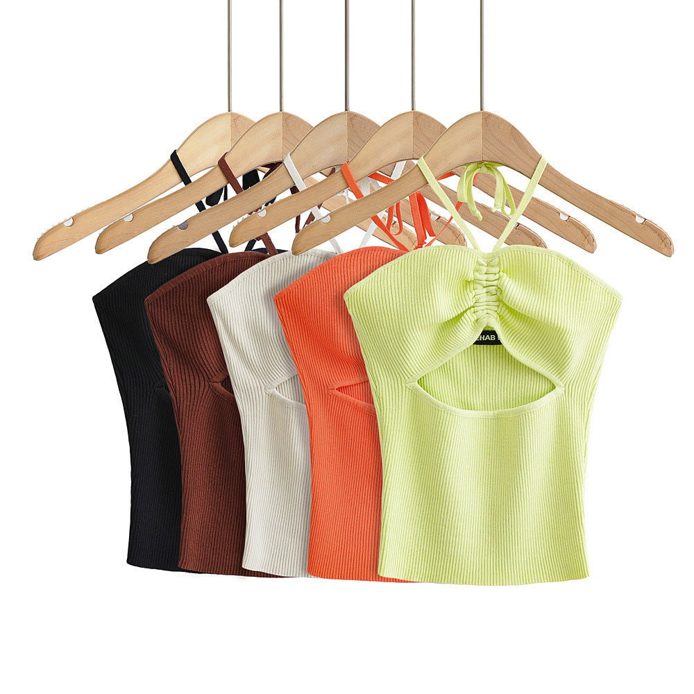 Flat neck hanging vest with camisole for women