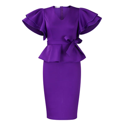Ruffle slim fit dress for women