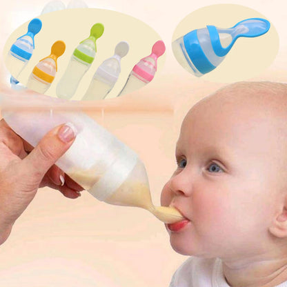 Baby Spoon Feeder Feeding Bottle with Spoon - Infant & Toddler Food Supplement Bottle