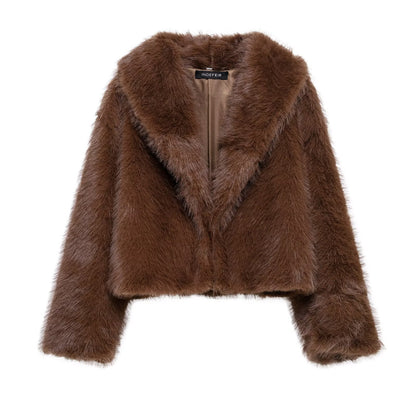 Casual short faux fur coat