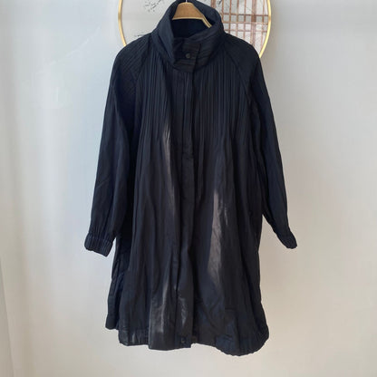 High-end Pleated Style Loose Casual Trench Coat Parka Outerwear