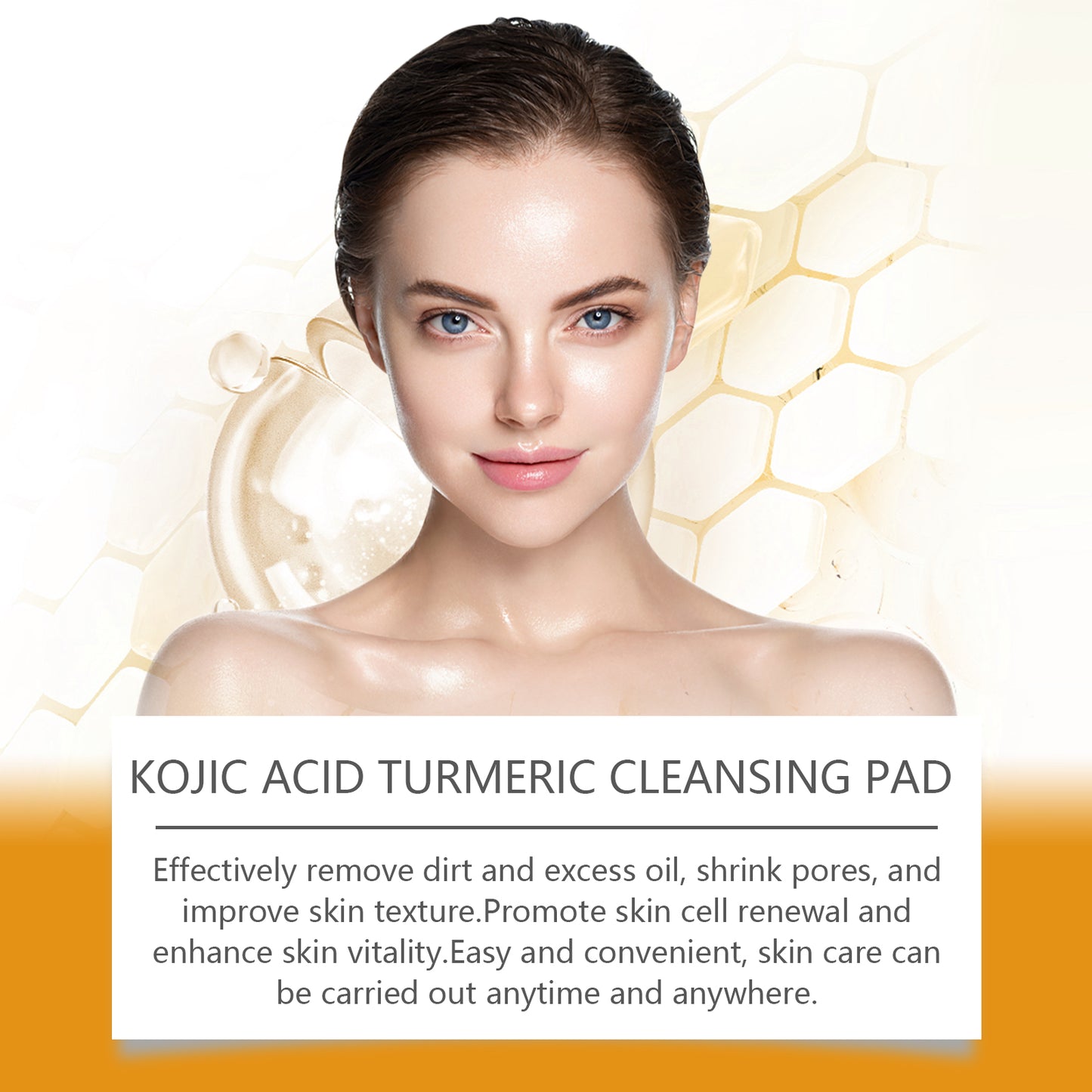 OUHOE Kojic Acid Turmeric Cleansing Pad Gentle Facial Cleanser Without Irritating Fine Pores Skin Care Pad