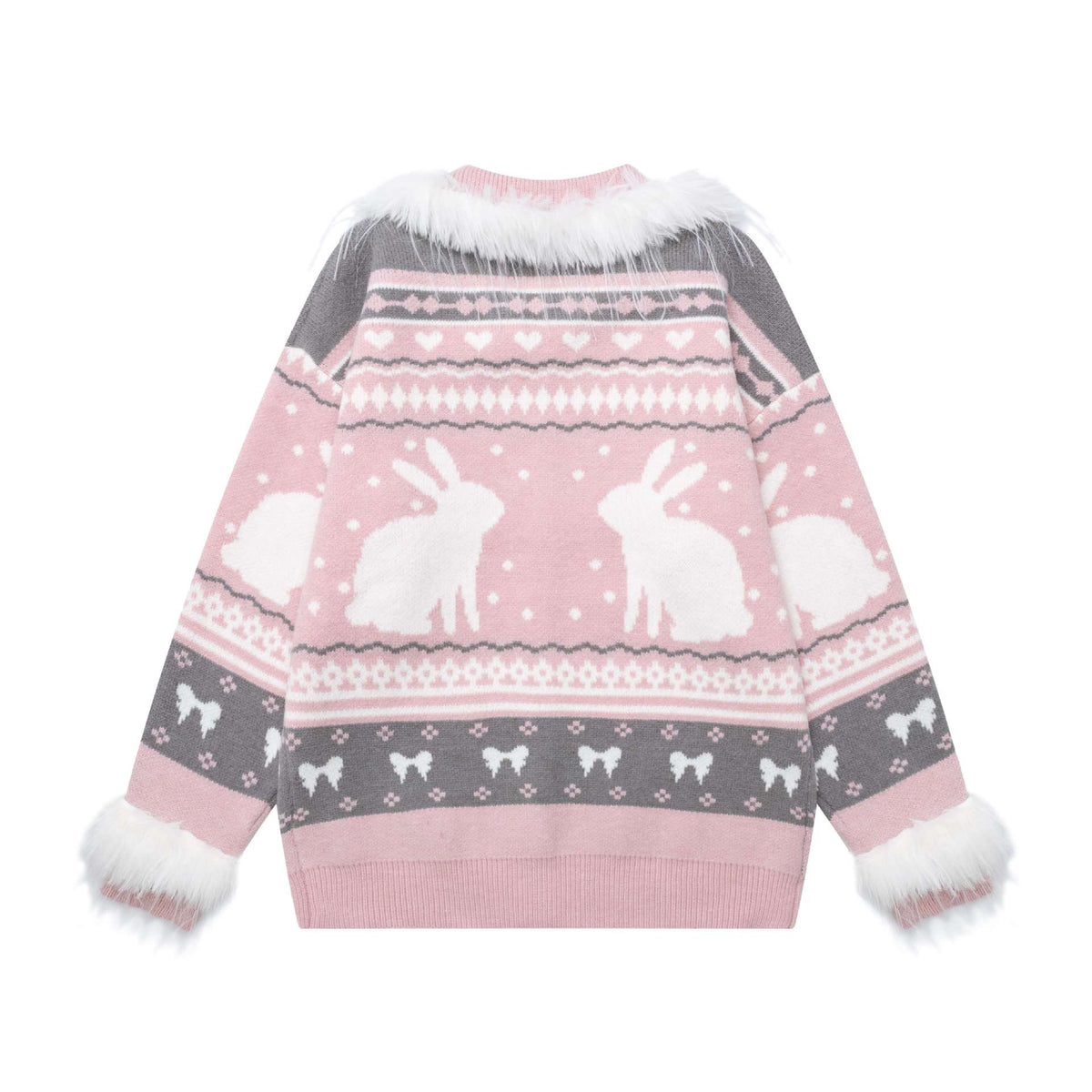 Plush collar rabbit coat