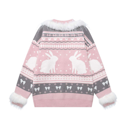 Plush collar rabbit coat