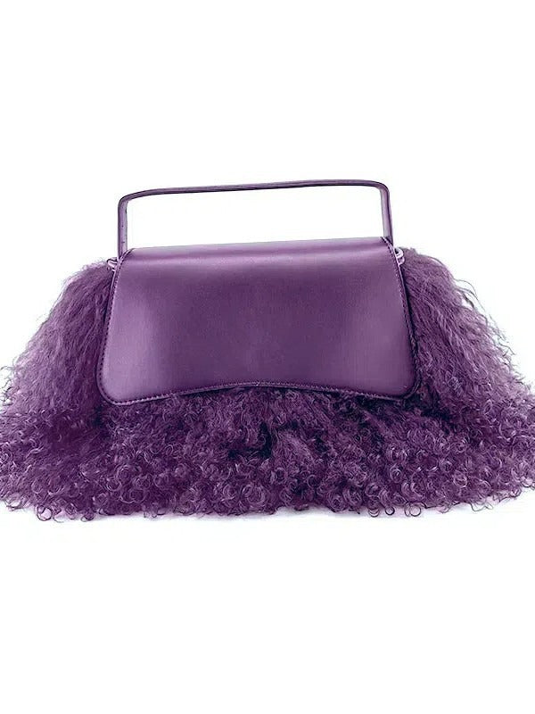 Autumn and winter hairy beach lamb bag, hand-held crossbody plush tassel bag, stylish fashion bag