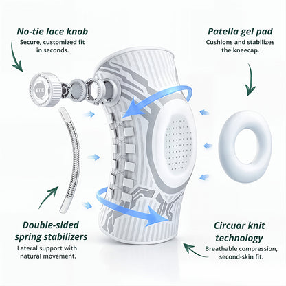 Adjustable Smart-Knob Knee Brace — Patella Gel Pad, Side Stabilizers, Compression Support for Pain Relief & Recovery