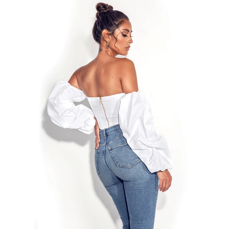 Women's Irregular Long Sleeve Fashion Crop Top Slim Fit.