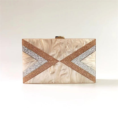 New Wallet Fashion Half Fold Stripe Acrylic Dinner Bag Women Sequin Splice Banquet Bag One Shoulder Crossbody Bag