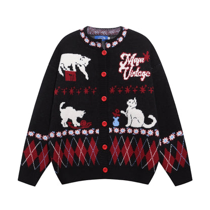 Cat Jacquard Design Coat