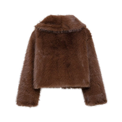 Casual short faux fur coat