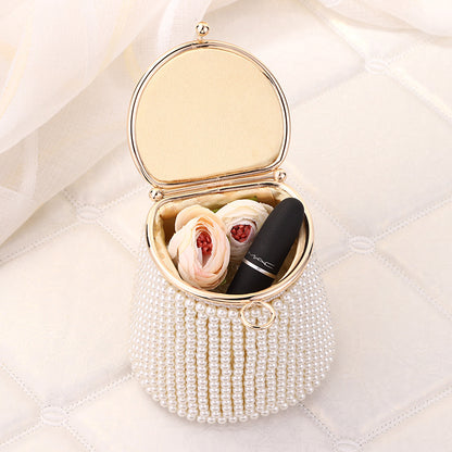 New Pearl Evening Bag Net Red Mini Portable Evening Bag Niche Bag Diy Pearl Bucket Bag