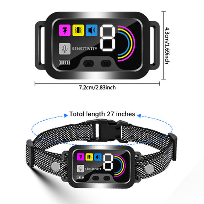 Smart Dog Bark Control Collar w/ Color Screen, Multi Stop Modes, 8-Level Sensitivity, IP67 Waterproof