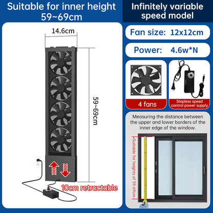 No-Drill Telescopic Window Exhaust Fan, Portable Non-Hole Window Ventilator for Home, European Standard