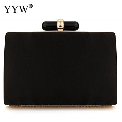 Black Satin Clutch Bag Bohemia Style Rhinestone Cocktail Party Prom Female Clutch Chic Chain Classic Boxy Shape Designer Clutch