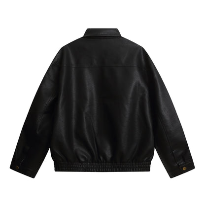 Streetwear PU Leather Jacket Men Short Style Fashion Biker Coat