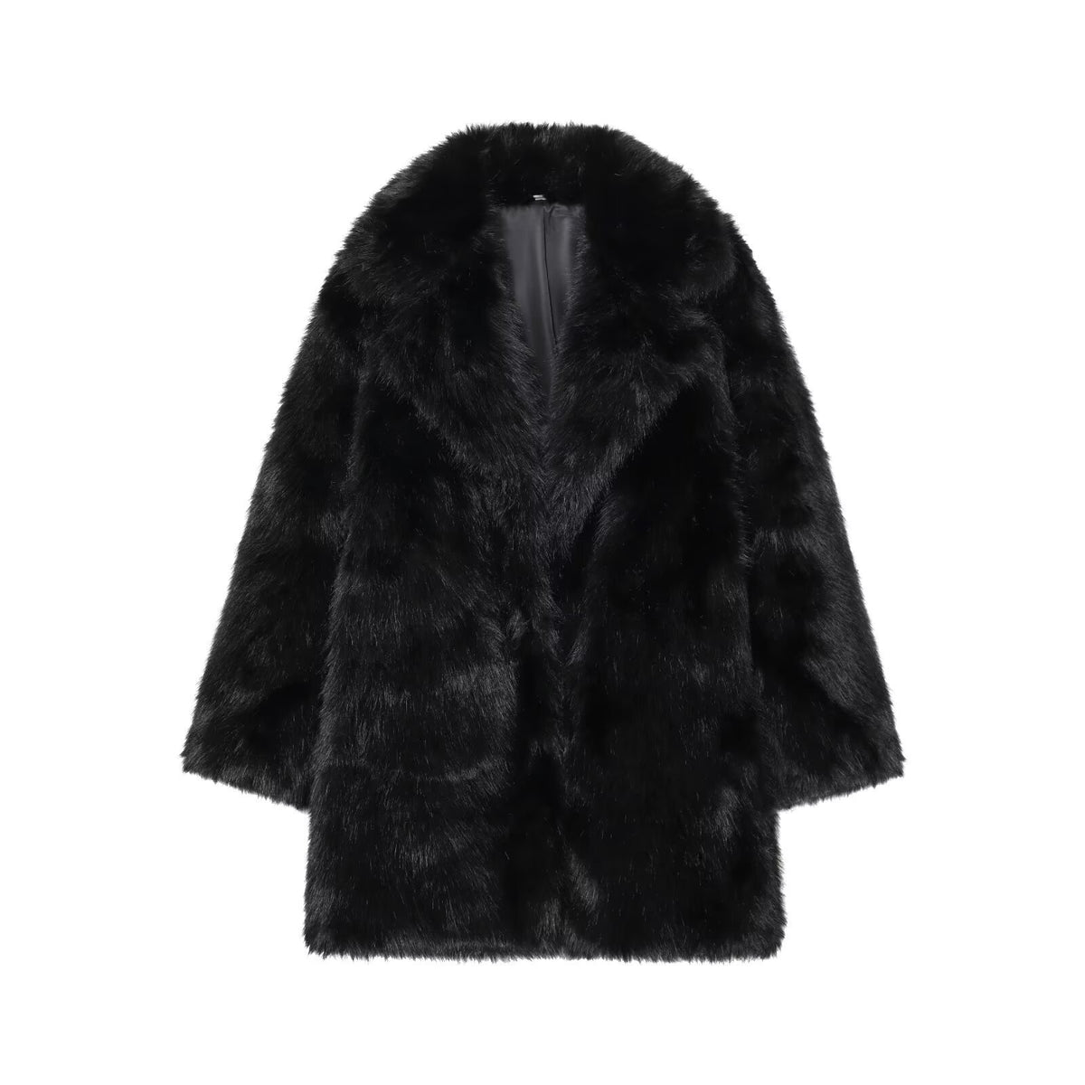 Collar faux fur effect coat jacket