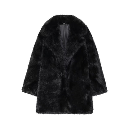 Collar faux fur effect coat jacket