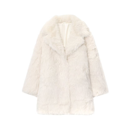 Collar faux fur effect coat jacket