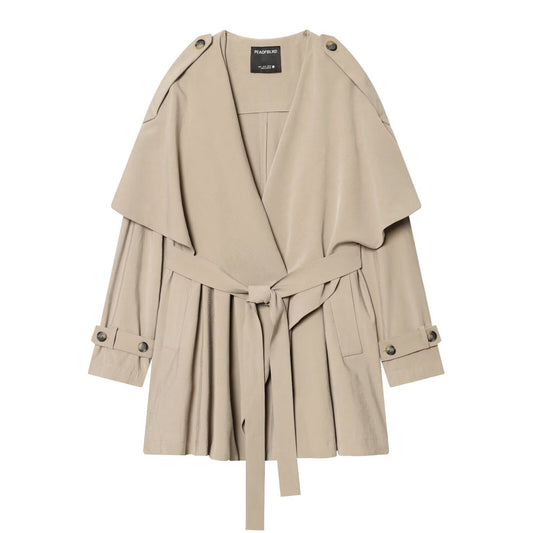 Chic Long Sleeve Trench Coat with Belt for Women