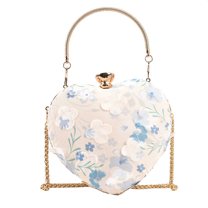 Western Style Single Shoulder Bag Peach Heart Women's Bag Lace Light Luxury Bag New Chain Messenger Bag Small Fresh Bag