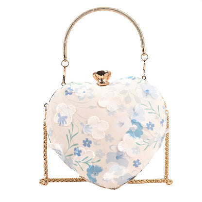 Western Style Single Shoulder Bag Peach Heart Women's Bag Lace Light Luxury Bag New Chain Messenger Bag Small Fresh Bag