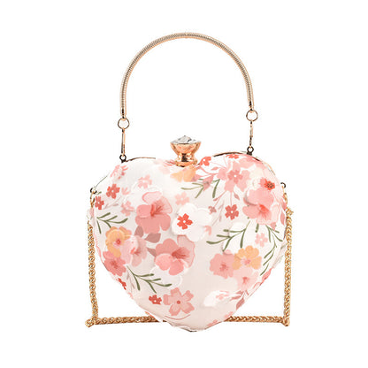 Western Style Single Shoulder Bag Peach Heart Women's Bag Lace Light Luxury Bag New Chain Messenger Bag Small Fresh Bag