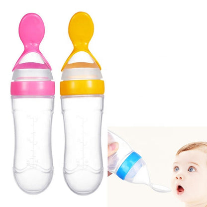 Baby Spoon Feeder Feeding Bottle with Spoon - Infant & Toddler Food Supplement Bottle