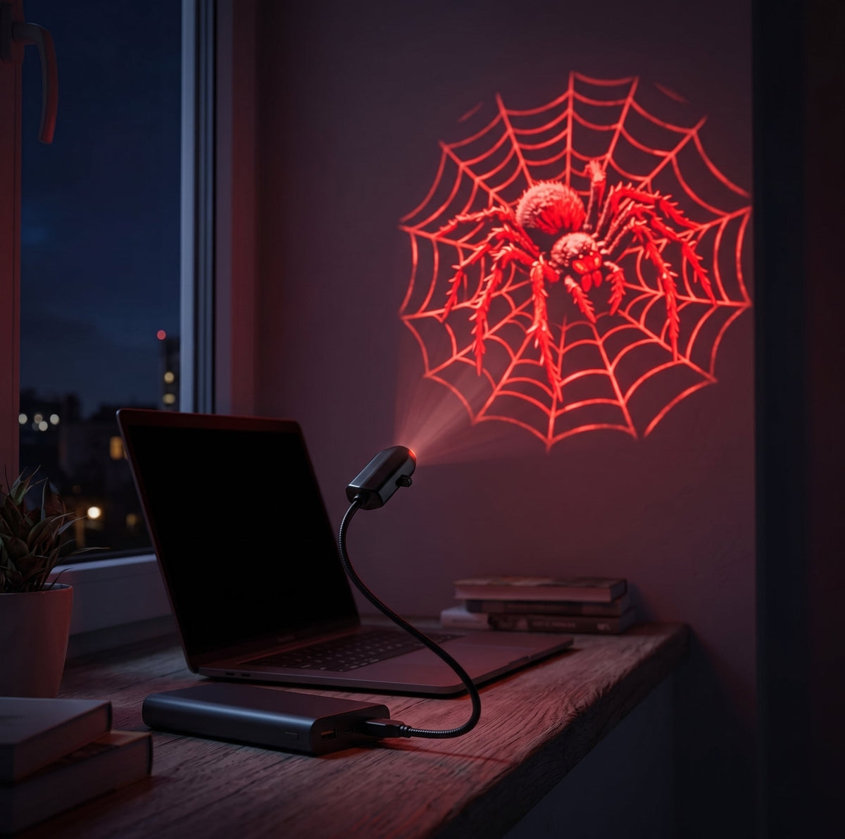 HauntGlow — Halloween Projector Light, USB, Swappable Patterns