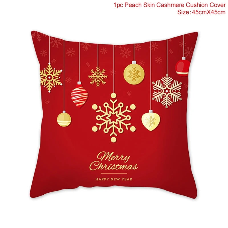 Christmas Cushion Cover Merry Christmas Decor For Home Santa Claus Christmas Ornament Xmas Gift Navidad 2024 Happy New Year 2025