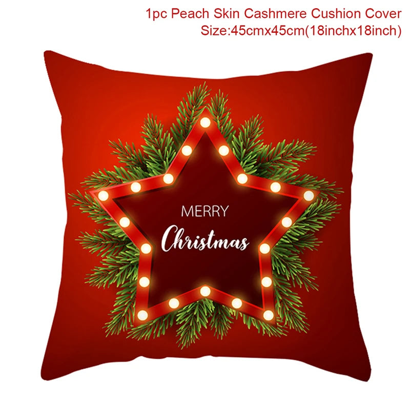 Christmas Cushion Cover Merry Christmas Decor For Home Santa Claus Christmas Ornament Xmas Gift Navidad 2024 Happy New Year 2025