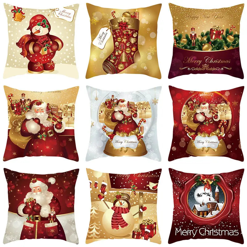 Christmas Cushion Cover Merry Christmas Decor For Home Santa Claus Christmas Ornament Xmas Gift Navidad 2024 Happy New Year 2025