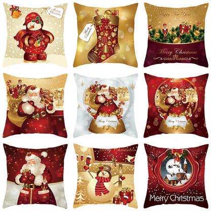 Christmas Cushion Cover Merry Christmas Decor For Home Santa Claus Christmas Ornament Xmas Gift Navidad 2024 Happy New Year 2025