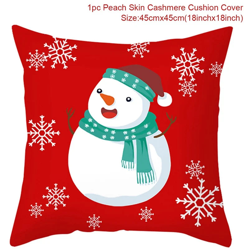 Christmas Cushion Cover Merry Christmas Decor For Home Santa Claus Christmas Ornament Xmas Gift Navidad 2024 Happy New Year 2025