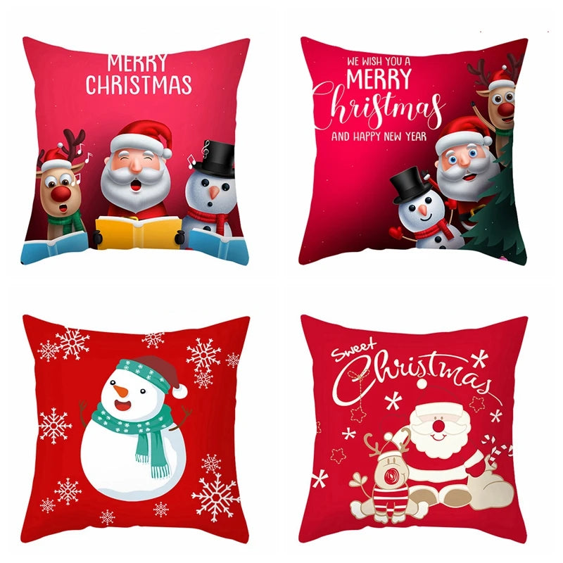 Christmas Cushion Cover Merry Christmas Decor For Home Santa Claus Christmas Ornament Xmas Gift Navidad 2024 Happy New Year 2025