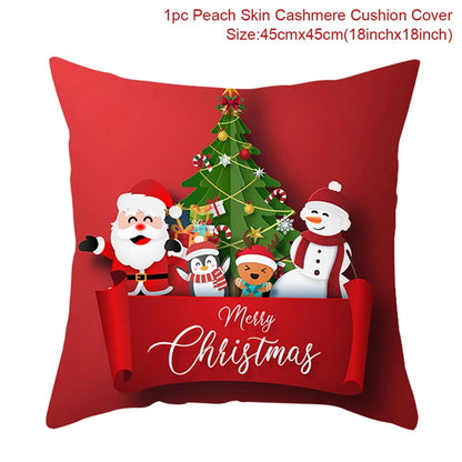 Christmas Cushion Cover Merry Christmas Decor For Home Santa Claus Christmas Ornament Xmas Gift Navidad 2024 Happy New Year 2025