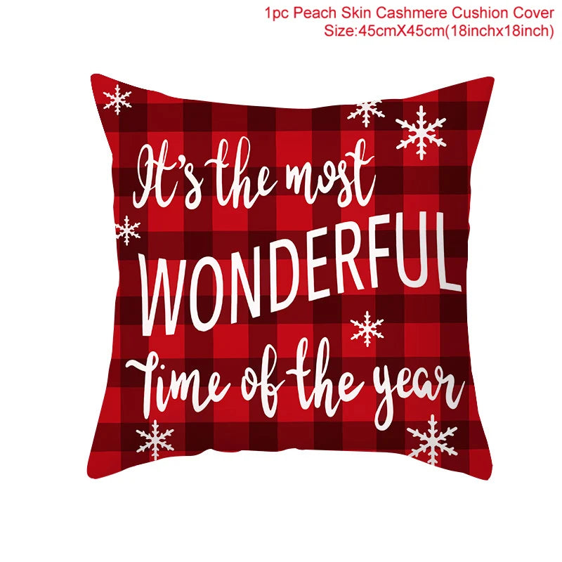 Christmas Cushion Cover Merry Christmas Decor For Home Santa Claus Christmas Ornament Xmas Gift Navidad 2024 Happy New Year 2025